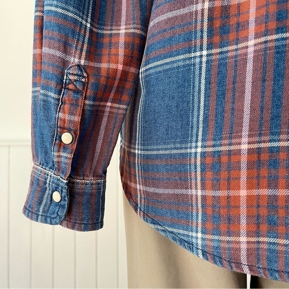 American Eagle Plaid Flannel Boyfriend Fit Button Down Shirt Size S - Picture 9 of 13